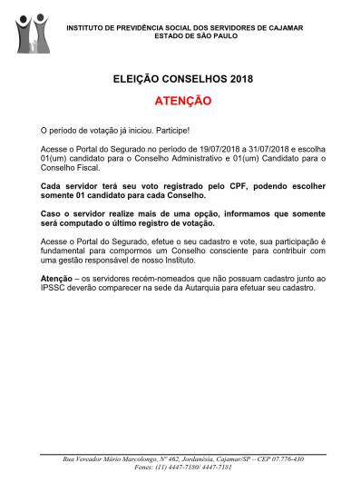 Aviso Eleição 2018 - Orientação ao votar.